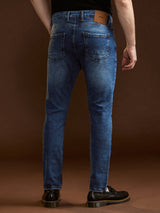 Men's Mid Blue with Light Fade Skinny Fit Mid Rise Jeans