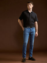 Men's Mid Blue with Light Fade Skinny Fit Mid Rise Jeans