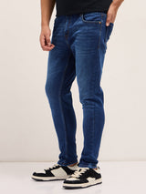 Men's Mid Blue with Light Fade Mid Rise Skinny Fit Jeans