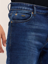 Men's Mid Blue with Light Fade Mid Rise Skinny Fit Jeans