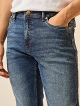 Men's Mid Blue with Light Fade Skinny Fit Mid Rise Jeans