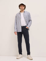 Men's Stylish Dark Blue Jeans with Comfortable Stretch and Skinny Fit