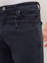 Men's Stylish Dark Blue Jeans with Comfortable Stretch and Skinny Fit