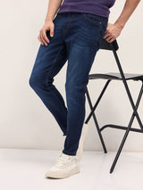 Men's  Blue Casual Skinny Fit Solid Jeans
