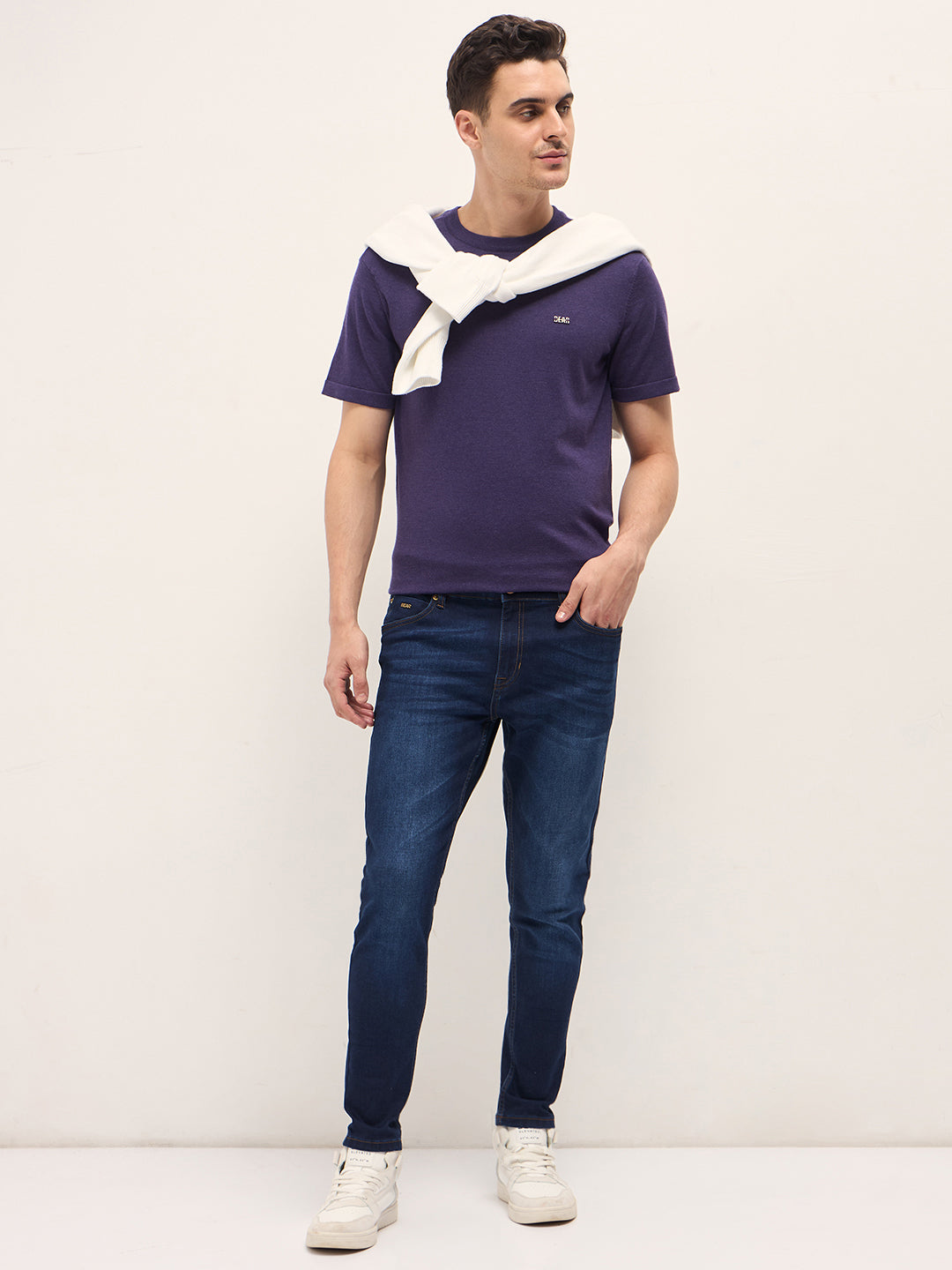 Men's  Blue Casual Skinny Fit Solid Jeans