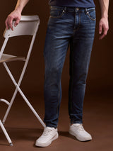 Men's Blue Casual Slim Fit Solid Jeans