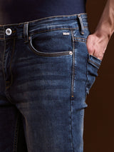 Men's Blue Casual Slim Fit Solid Jeans