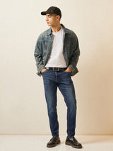 Men's Dark Blue with Mid Fade Mid Rise Skinny Fit Jeans