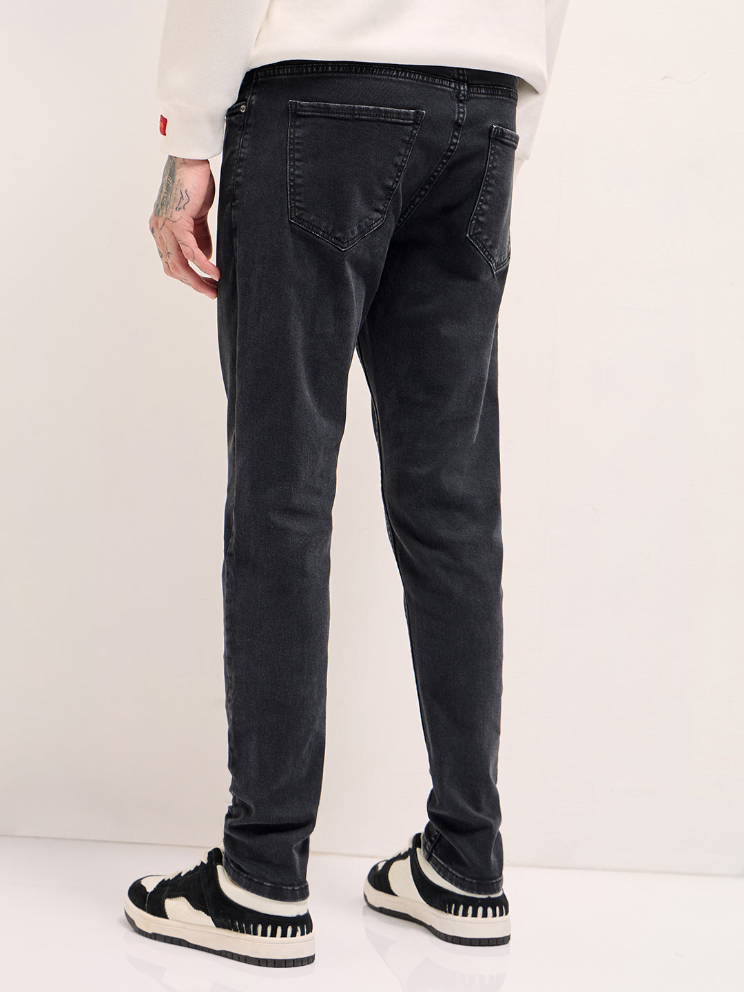 Men's Black Casual Skinny Fit Solid Jeans