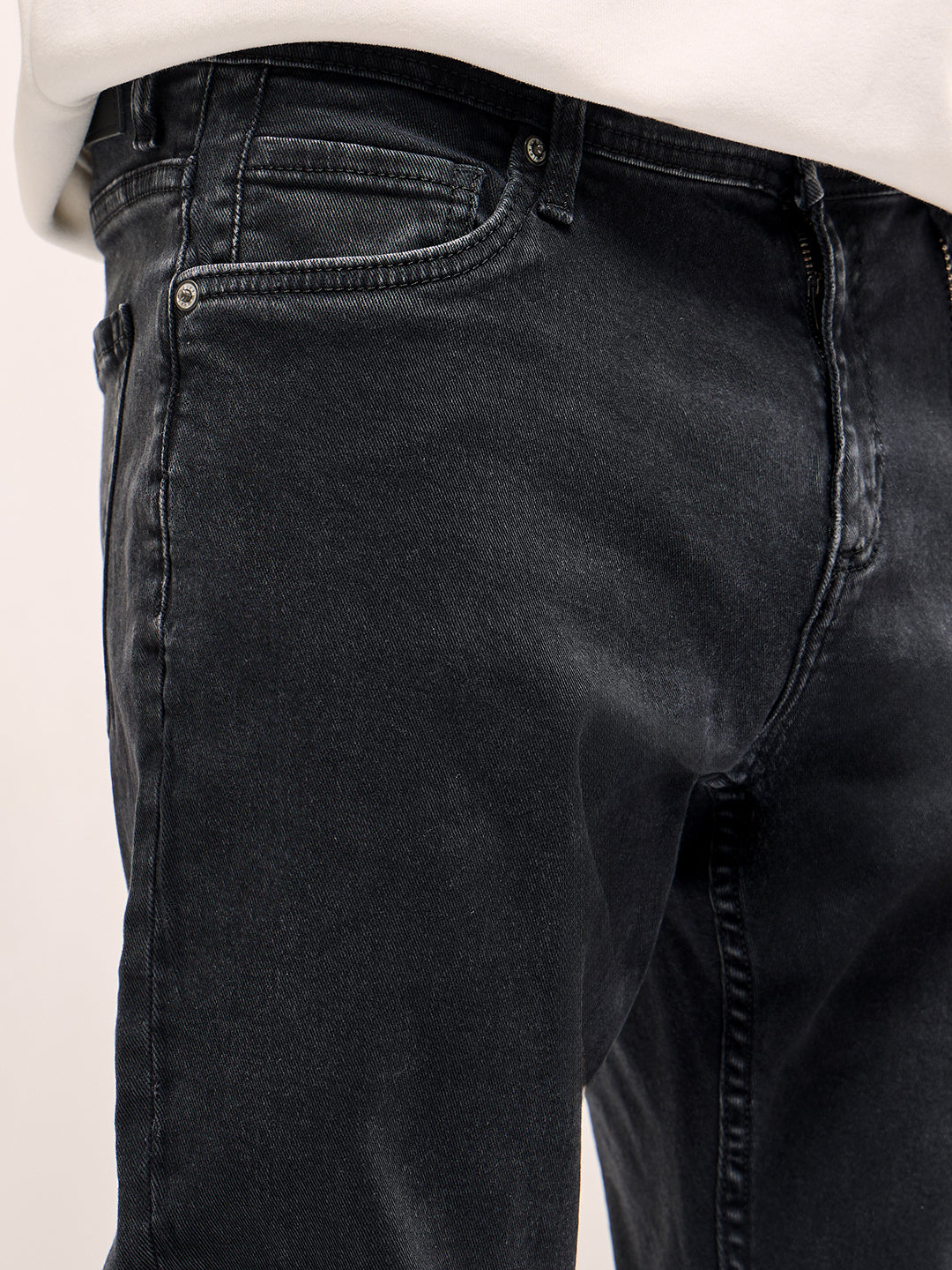 Men's Black Casual Skinny Fit Solid Jeans