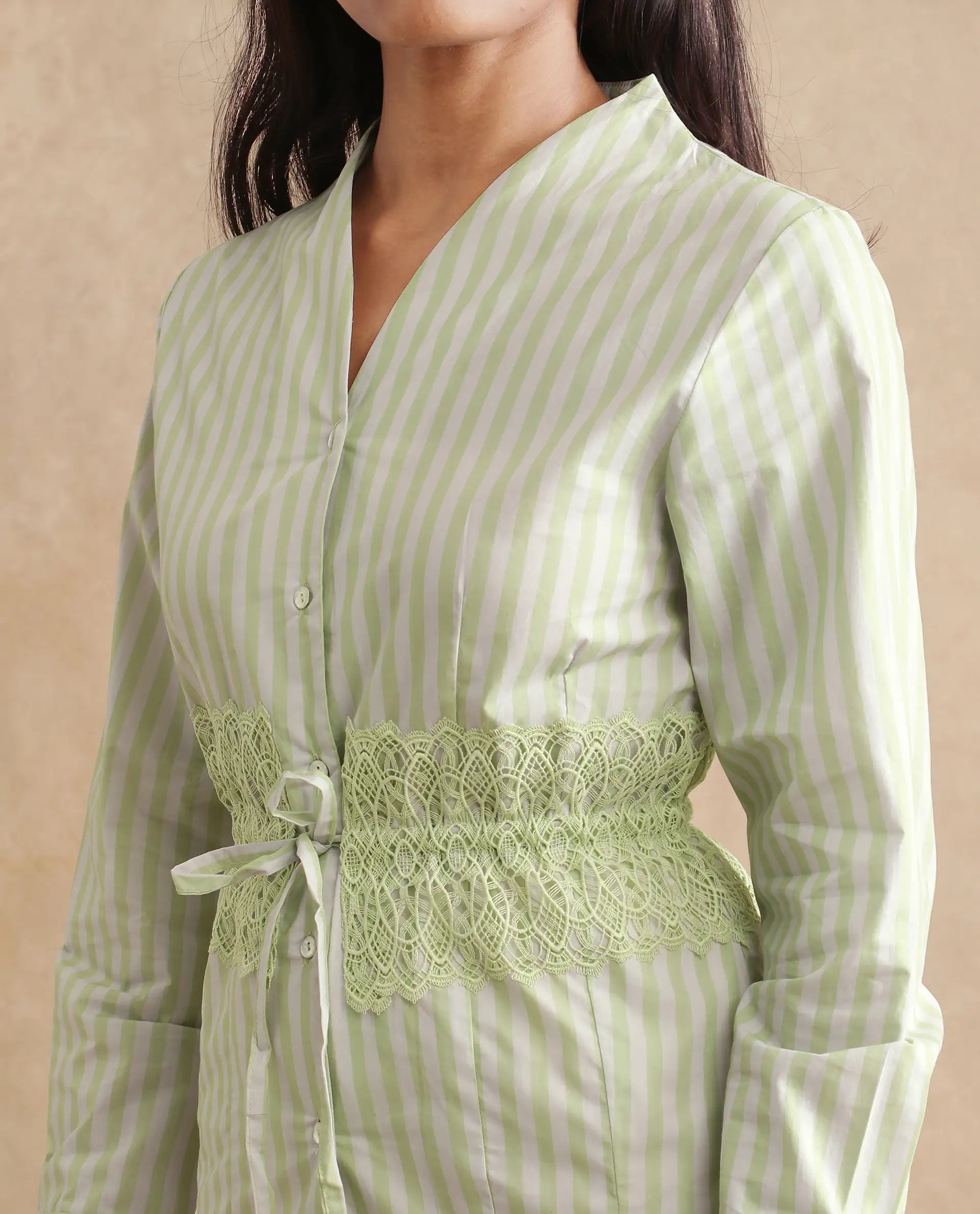 Women's Green Casual Full Sleeves Top