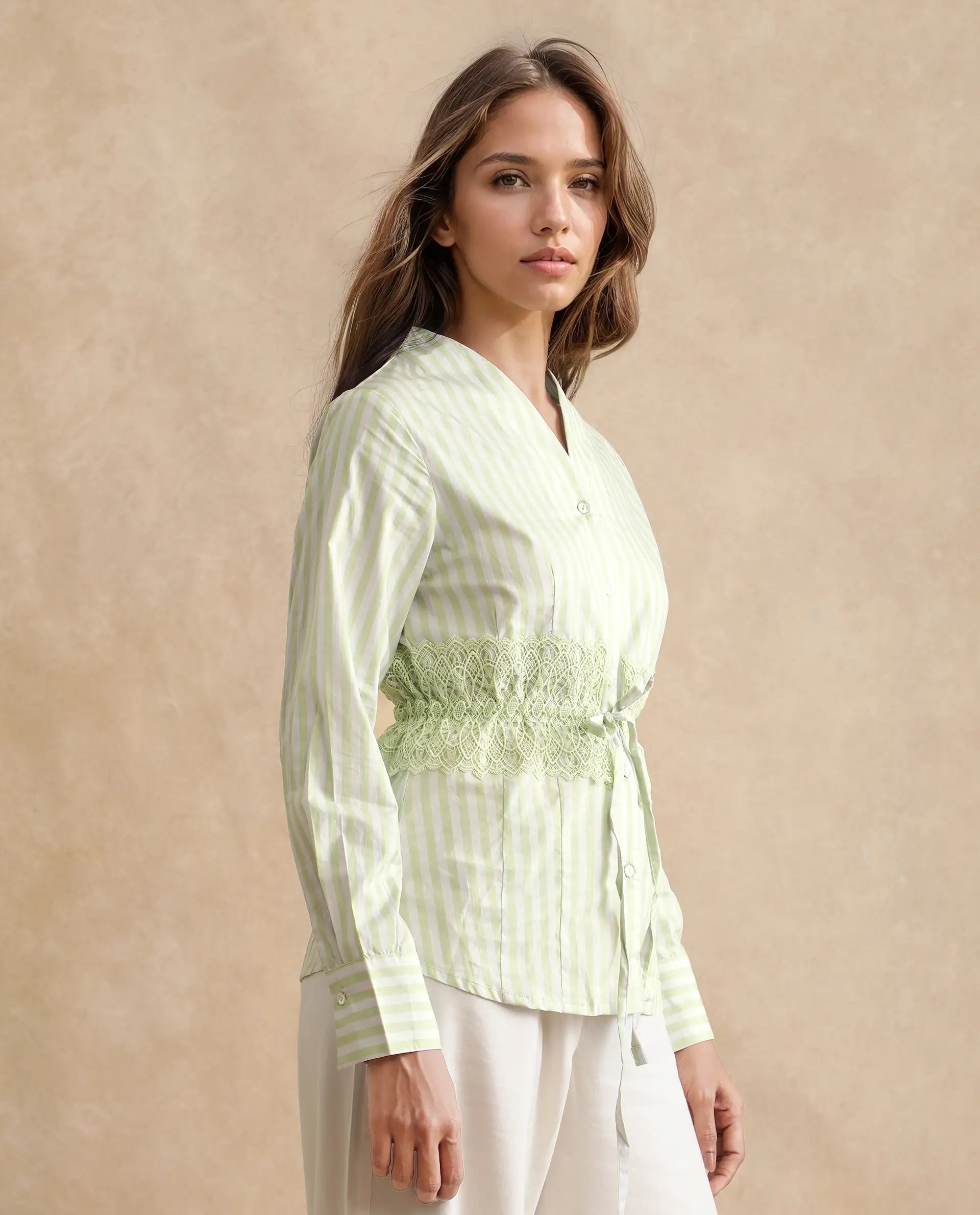 Women's Green Casual Full Sleeves Top
