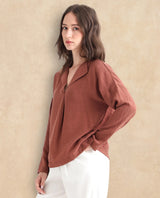 Women's Brown Casual Full Sleeves Top
