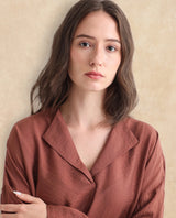 Women's Brown Casual Full Sleeves Top