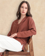 Women's Brown Casual Full Sleeves Top
