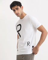 Men's White Casual Slim Fit Printed Half Sleeves Tshirt