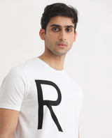 Men's White Casual Slim Fit Printed Half Sleeves Tshirt