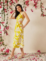 Women's Striped Crepe A-Line Midi Dress