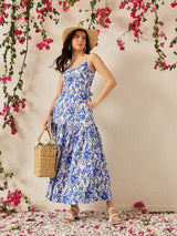 Women's Floral Print Crepe Maxi Dress