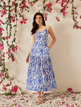 Women's Floral Print Crepe Maxi Dress