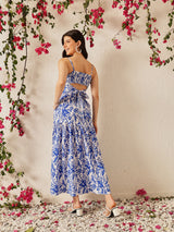 Women's Floral Print Crepe Maxi Dress