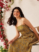 Women's Printed Fit & Flare Maxi Dress