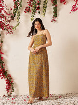 Women's Printed Fit & Flare Maxi Dress