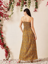 Women's Printed Fit & Flare Maxi Dress