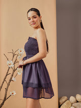 Women's Strapless Georgette Fit & Flared Party Dress