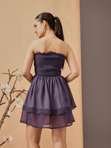 Women's Strapless Georgette Fit & Flared Party Dress