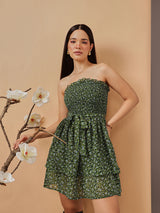 Women's Floral Printed Georgette Fit & Flare Dress
