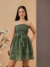 Women's Floral Printed Georgette Fit & Flare Dress