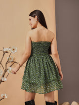 Women's Floral Printed Georgette Fit & Flare Dress