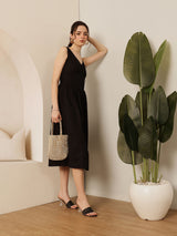 Women's V-Neck Cotton A-Line Casual Dress