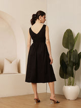 Women's V-Neck Cotton A-Line Casual Dress