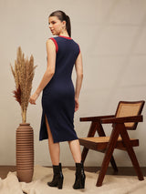 Women's Solid Slits Sheath Midi Casual Dress