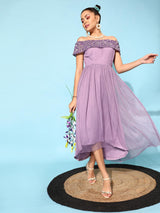 Women's Lavender Solid Dress