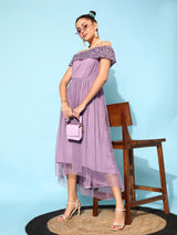 Women's Lavender Solid Dress