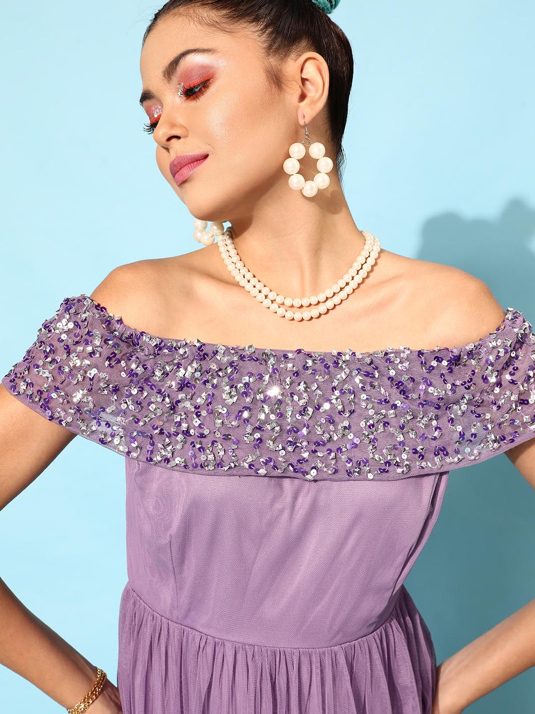 Women's Lavender Solid Dress
