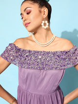 Women's Lavender Solid Dress