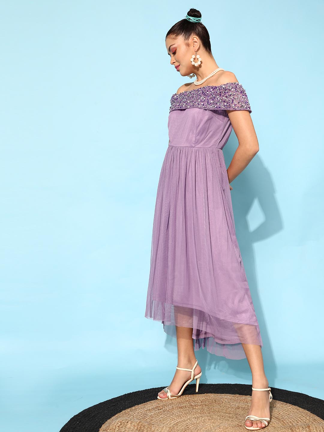 Women's Lavender Solid Dress