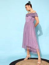 Women's Lavender Solid Dress
