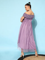 Women's Lavender Solid Dress