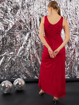 Women's Embellished Sleeves Net Maxi Dress