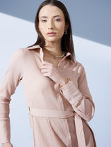 Women's Shirt Collar Crepe Sheath Dress