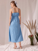 Women's Shoulder Straps Sleeveless Cotton A-Line Midi Dress