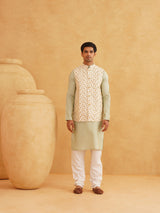 Men's Multicolor Full Sleeves Embroidered Straight Kurta Set with Jacket
