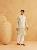 Men's Multicolor Full Sleeves Embroidered Straight Kurta Set with Jacket