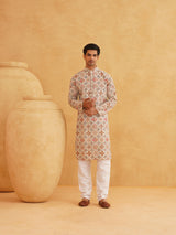 Men's White Full Sleeves Straight Cotton Kurta