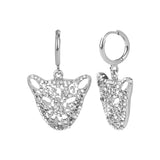Women's CZ Stone Silver Tiger Earring